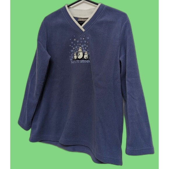 Croft & Barrow Long Sleeve Sweater Blue Christmas Let it Snow Penguin Size PL - Picture 1 of 13